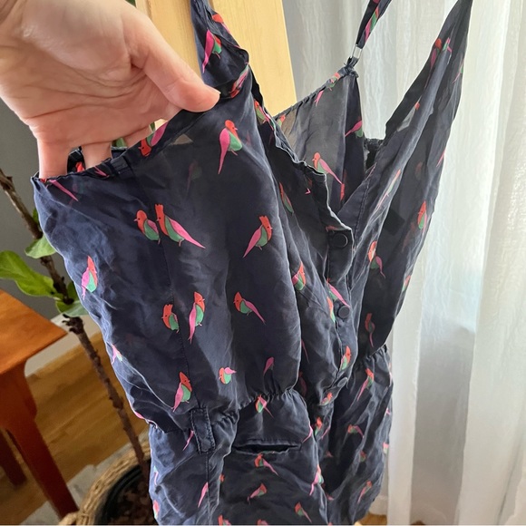 Marc By Mace Jacobs Silk Navy And Bird Graphic Swim Coverup Romper - Picture 8 of 9